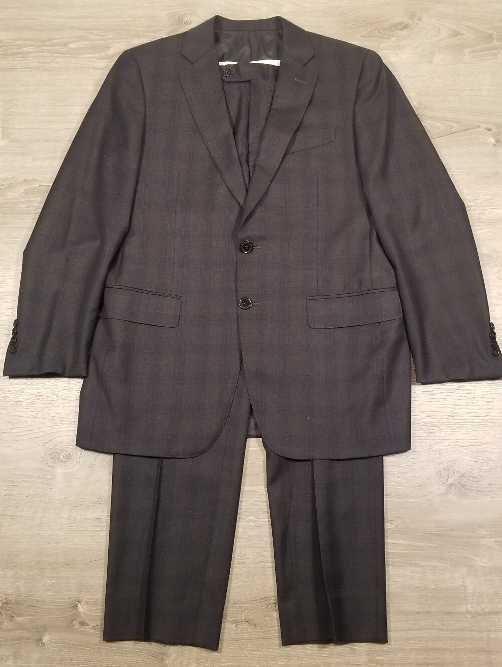 Canali Suit 2 Piece 50R EU (40R 34x30) Mens Gray Blue Rothmans Wool Plaid Check - Picture 2 of 16